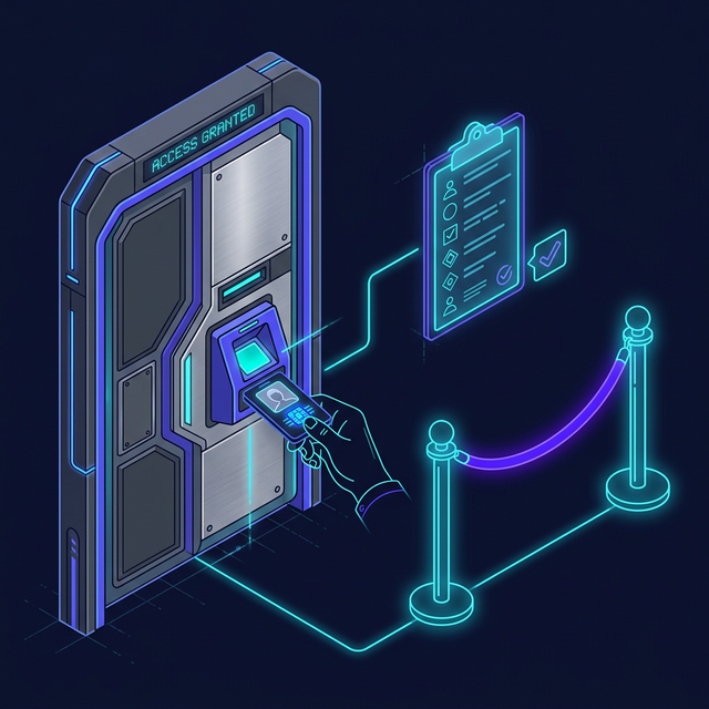 Neo-Retro isometric conceptual diagram illustrating Authentication vs. Authorization